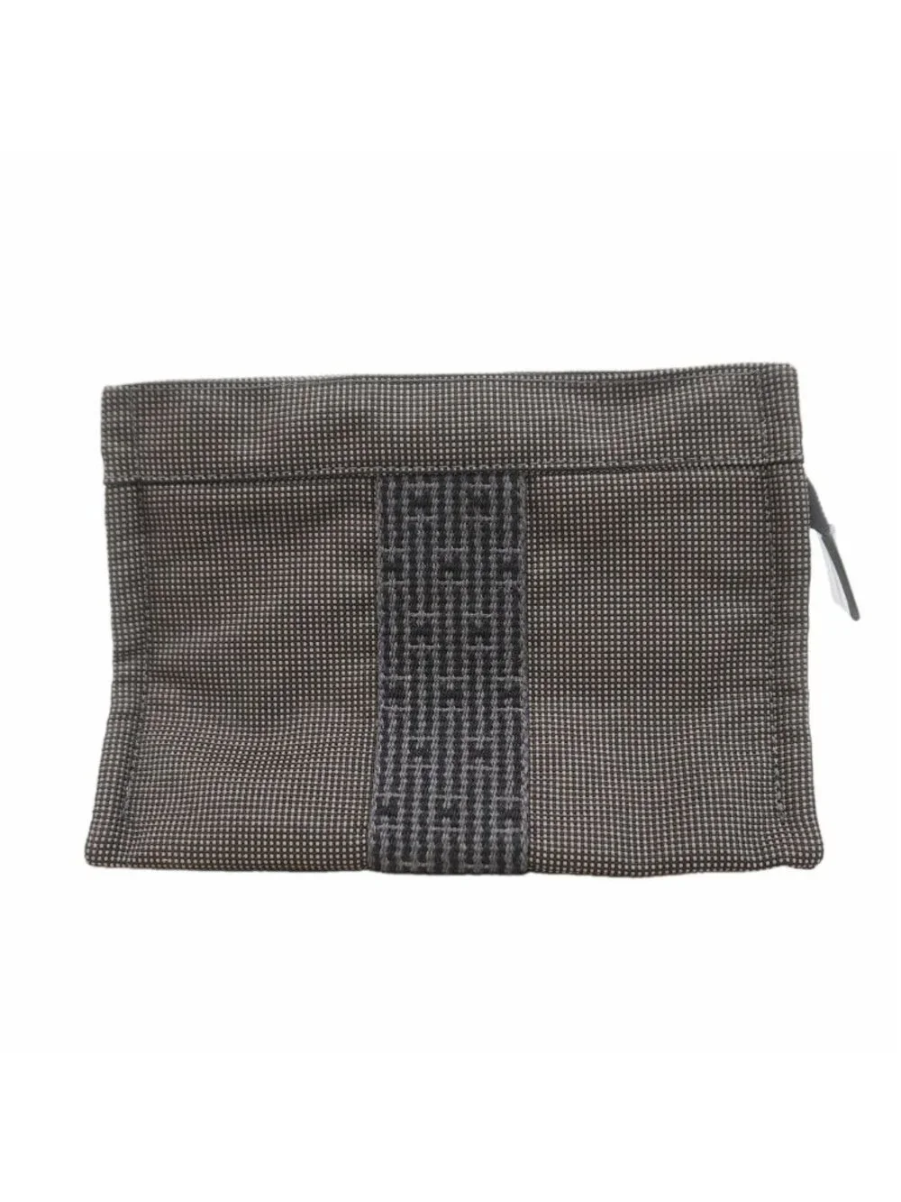 Hermes Pouch Her Line Nylon Gray Silver